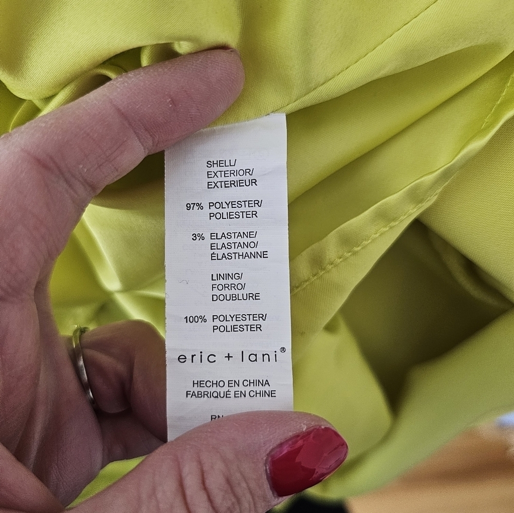 Eric & Lani Lime Green One Shoulder Studded Cocktail Dress Women's Size Large - Picture 3 of 9